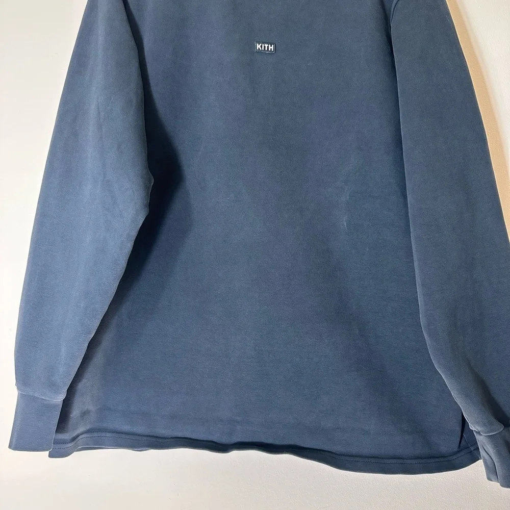 KITH Lenox mock neck box logo long sleeve sweatshirt size M navy - Picture 3 of 12